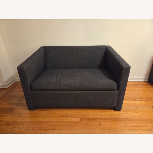 Used CB2 Movie Blue Fabric Loveseat/Sofa Bed for sale on AptDeco