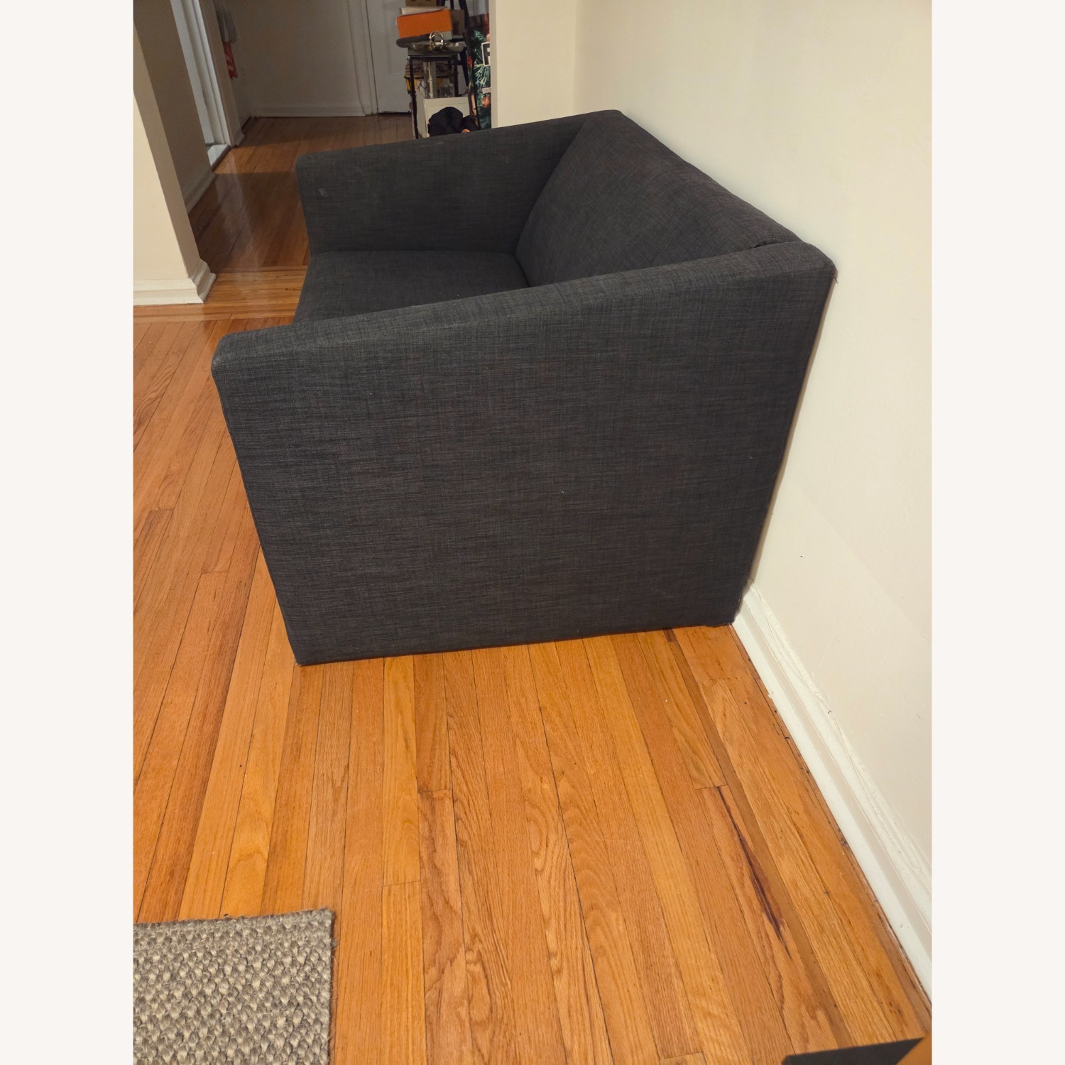 CB2 Movie Blue Fabric Loveseat/Sofa Bed - image-2