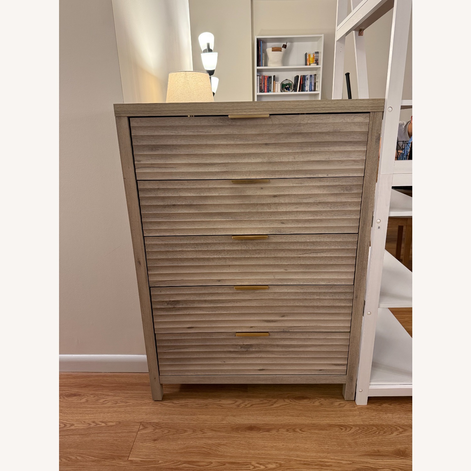 Light Gray/Beige 5 Drawer Dresser - image-1