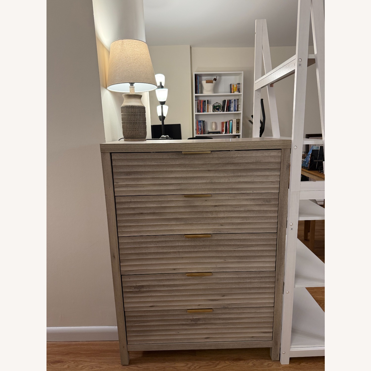 Light Gray/Beige 5 Drawer Dresser - image-5