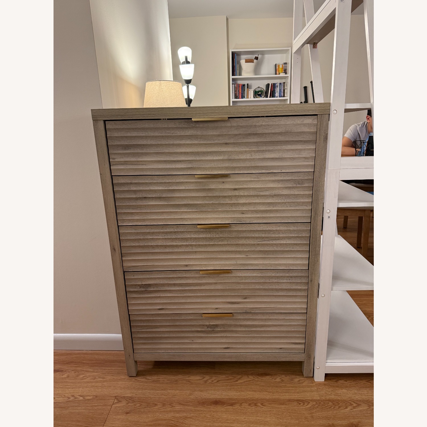 Light Gray/Beige 5 Drawer Dresser - image-3