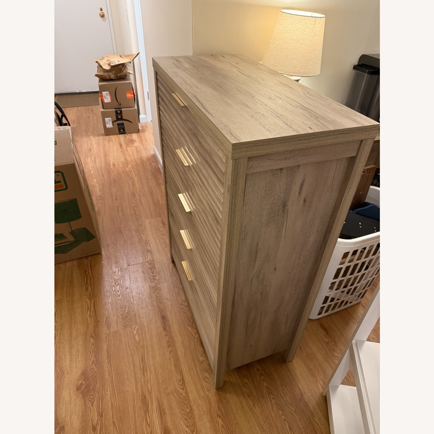 Light Gray/Beige 5 Drawer Dresser - image-2