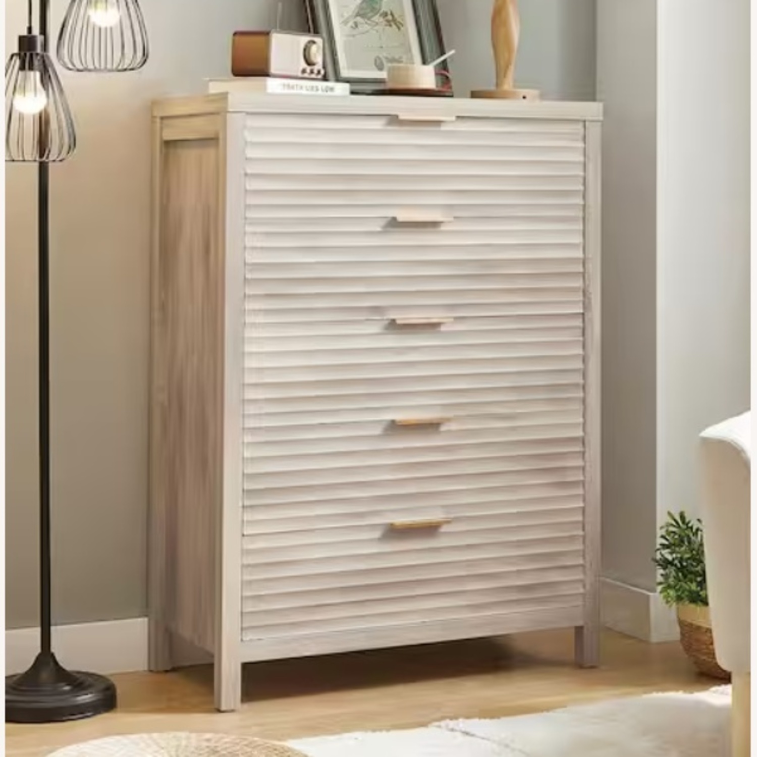 Light Gray/Beige 5 Drawer Dresser - image-6