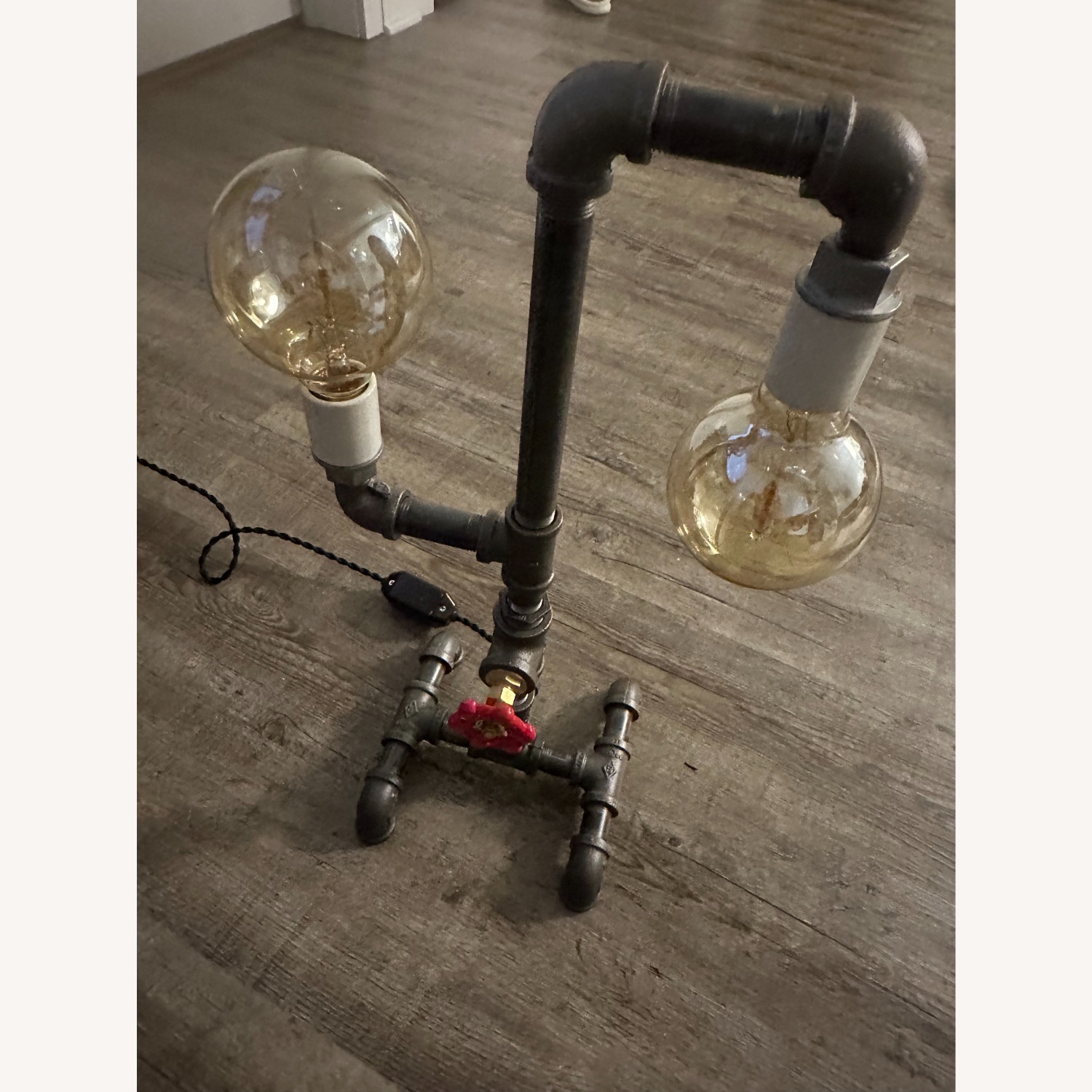 Vintage/Antique Black Metal Floor Lamp - image-1