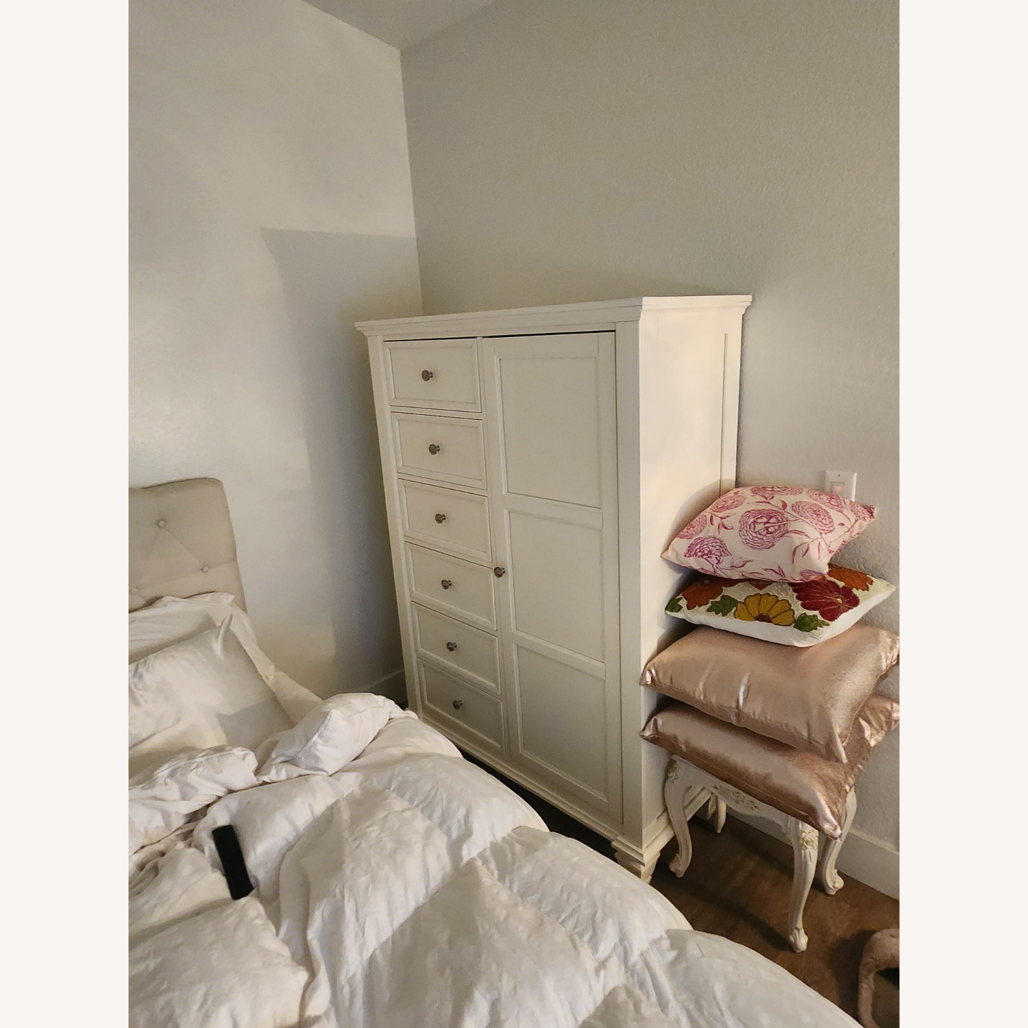 White Wood Armoire - image-2