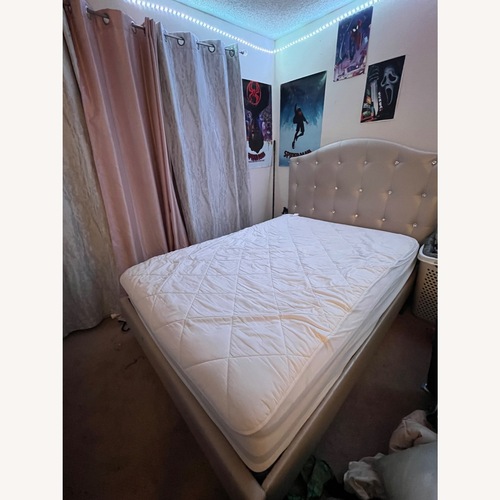 Used Light Brown Leather Full Bed for sale on AptDeco