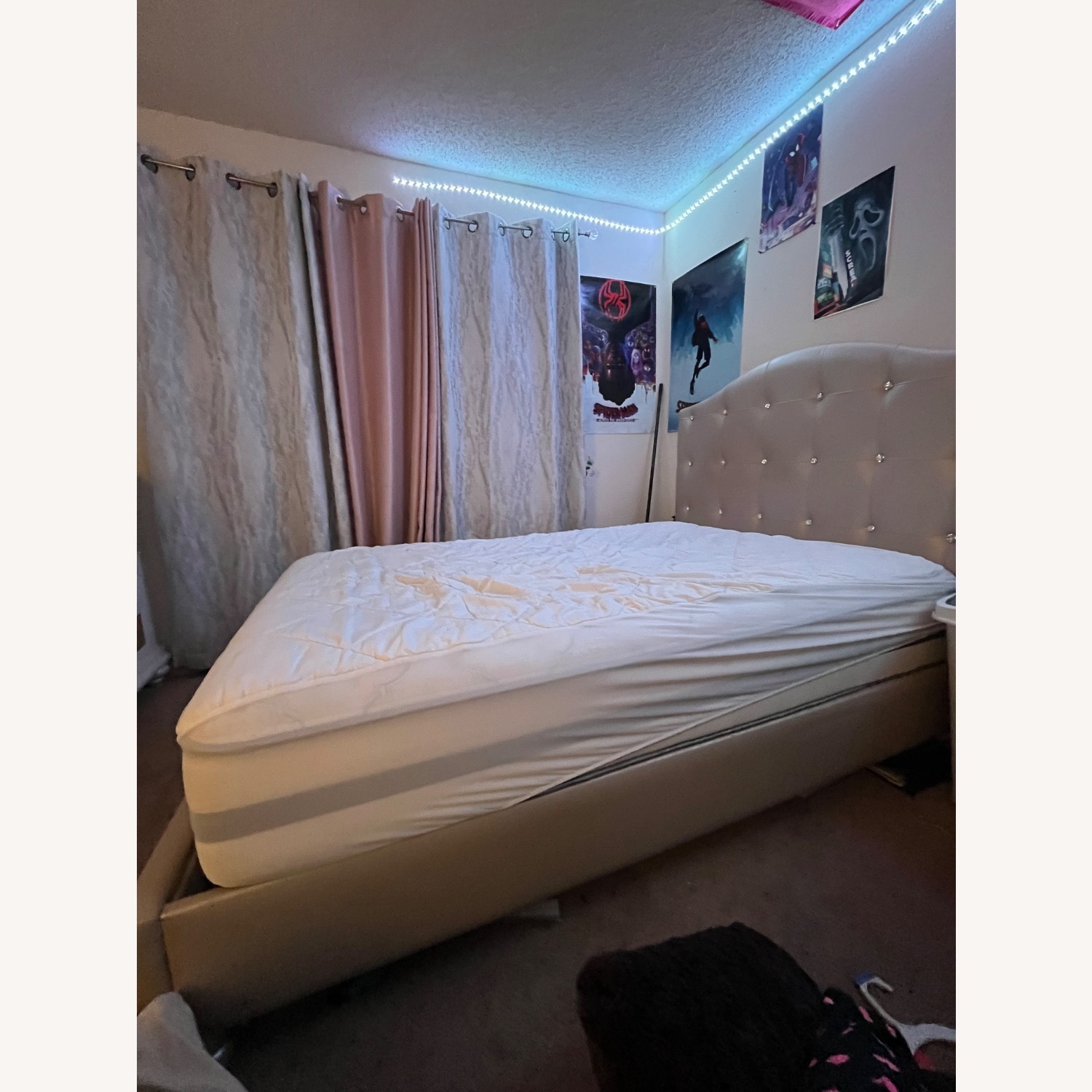 Light Brown Leather Full Bed - image-1