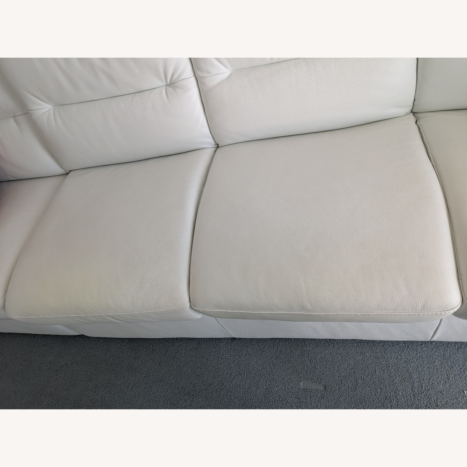 Natuzzi White Leather Sleeper Sofa - image-4