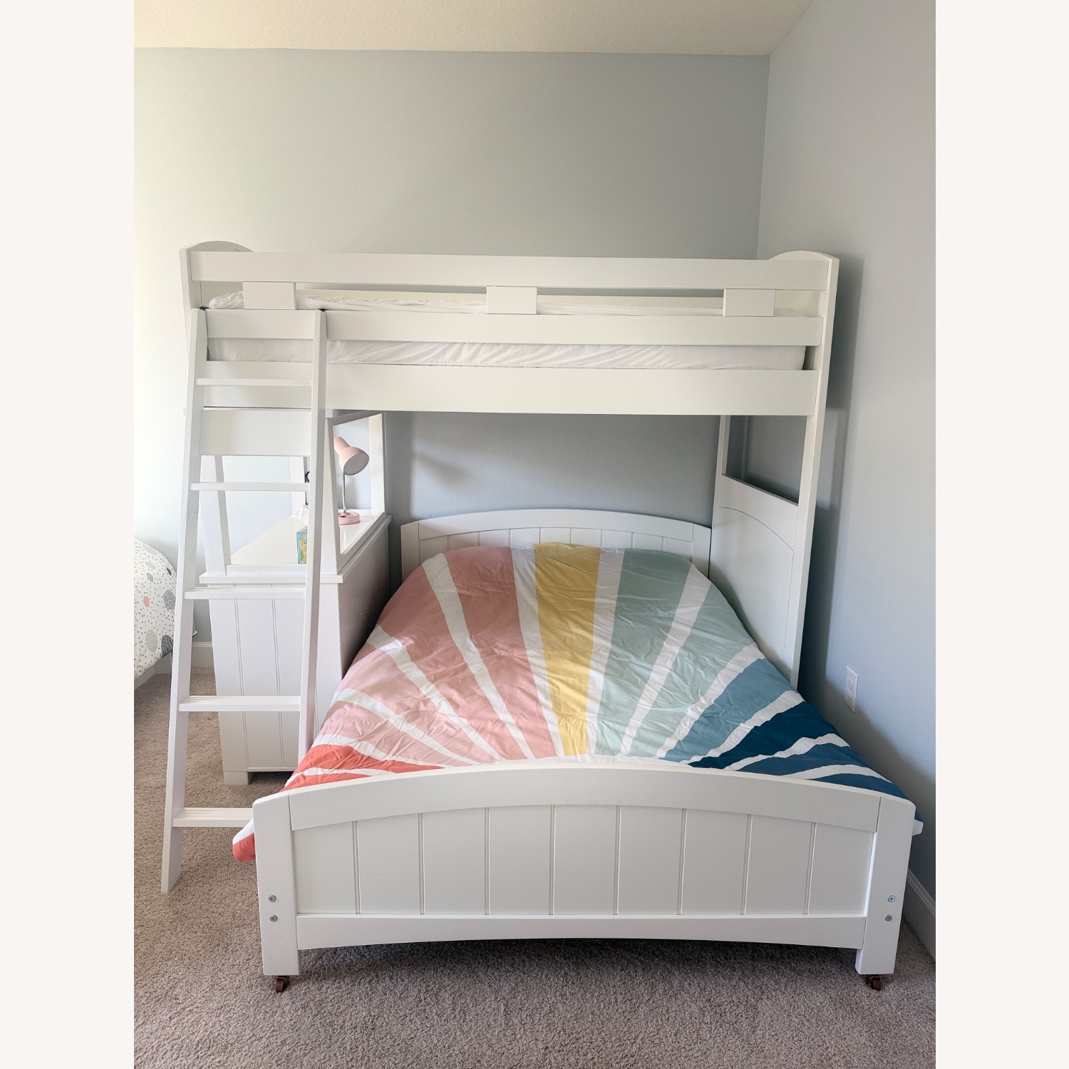 White Twin over Full Loft Bed with Dresser - image-2