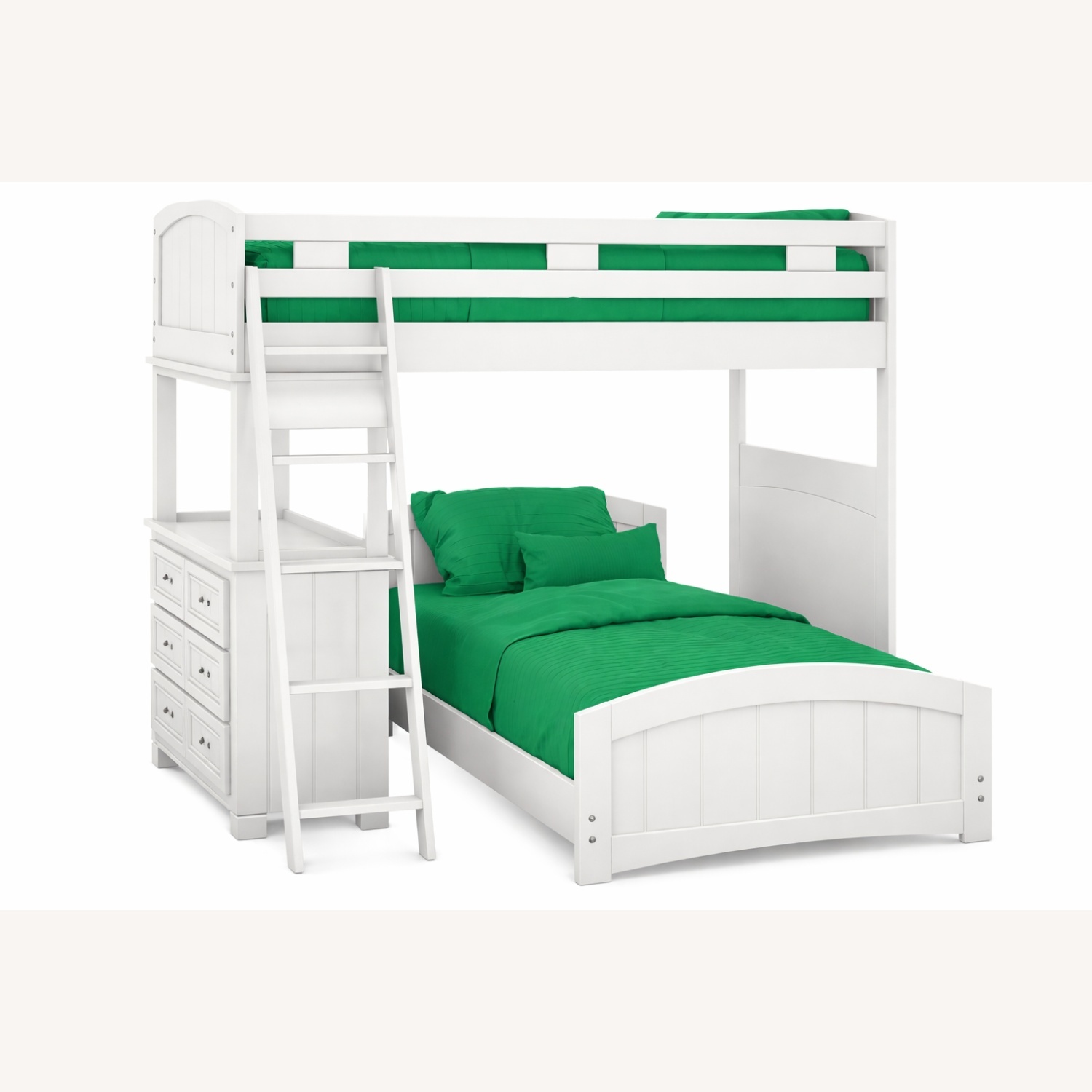 White Twin over Full Loft Bed with Dresser - image-0