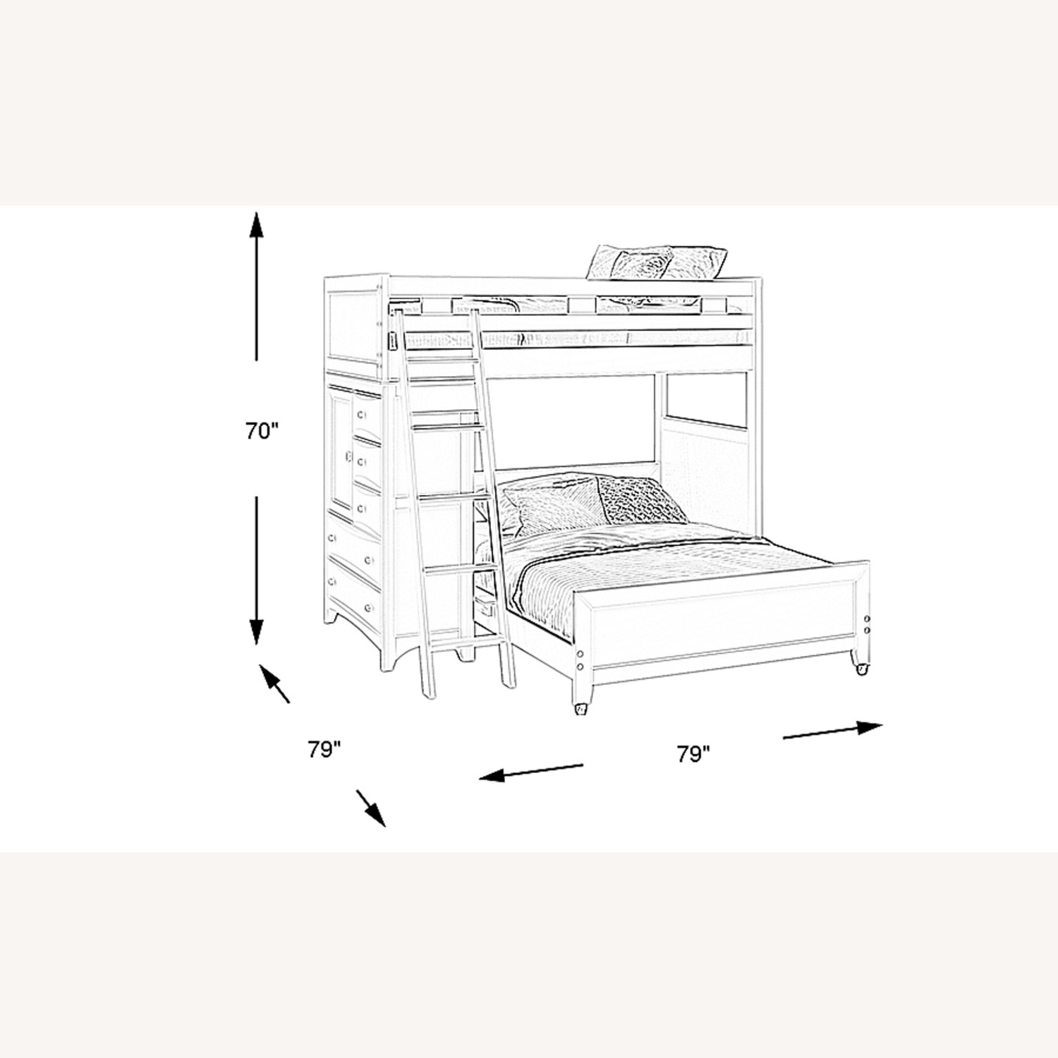White Twin over Full Loft Bed with Dresser - image-8