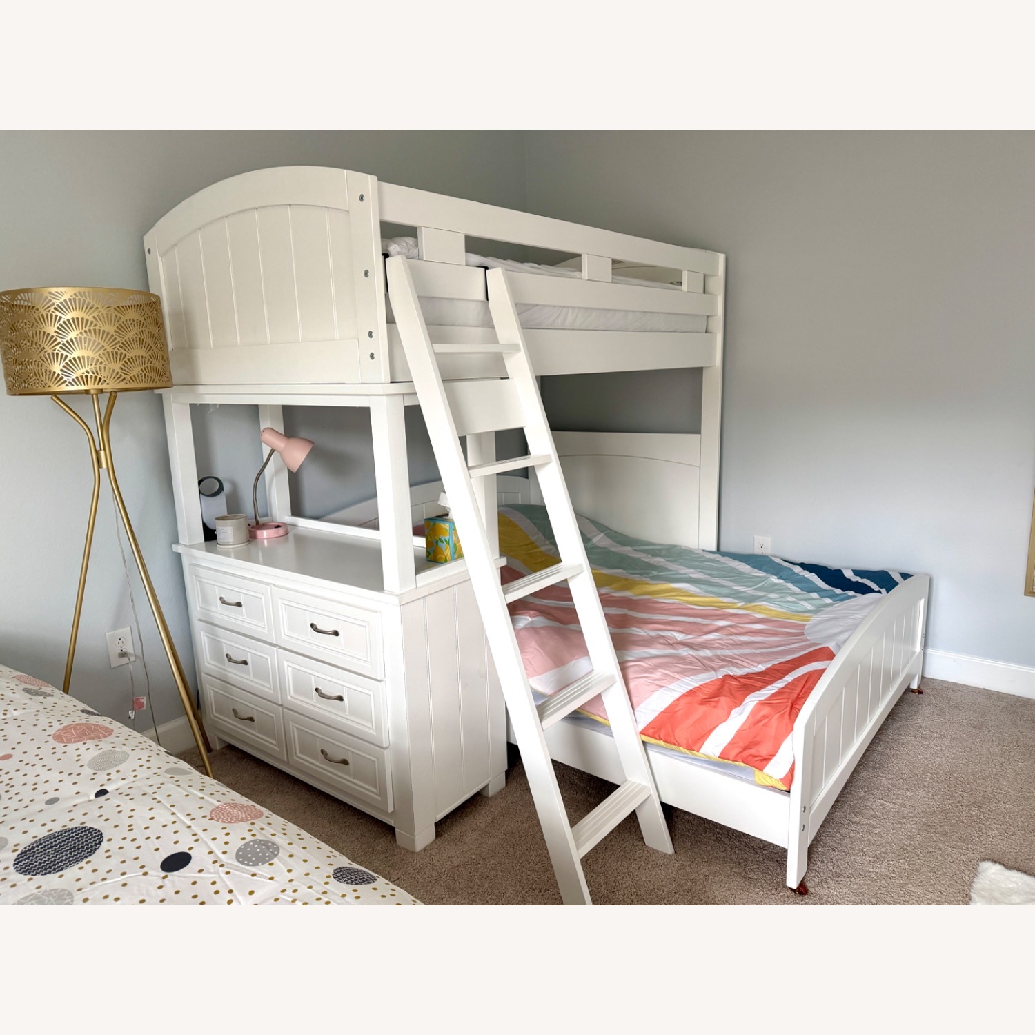 White Twin over Full Loft Bed with Dresser - image-5