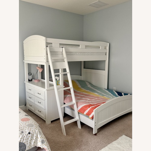Used White Twin over Full Loft Bed with Dresser for sale on AptDeco
