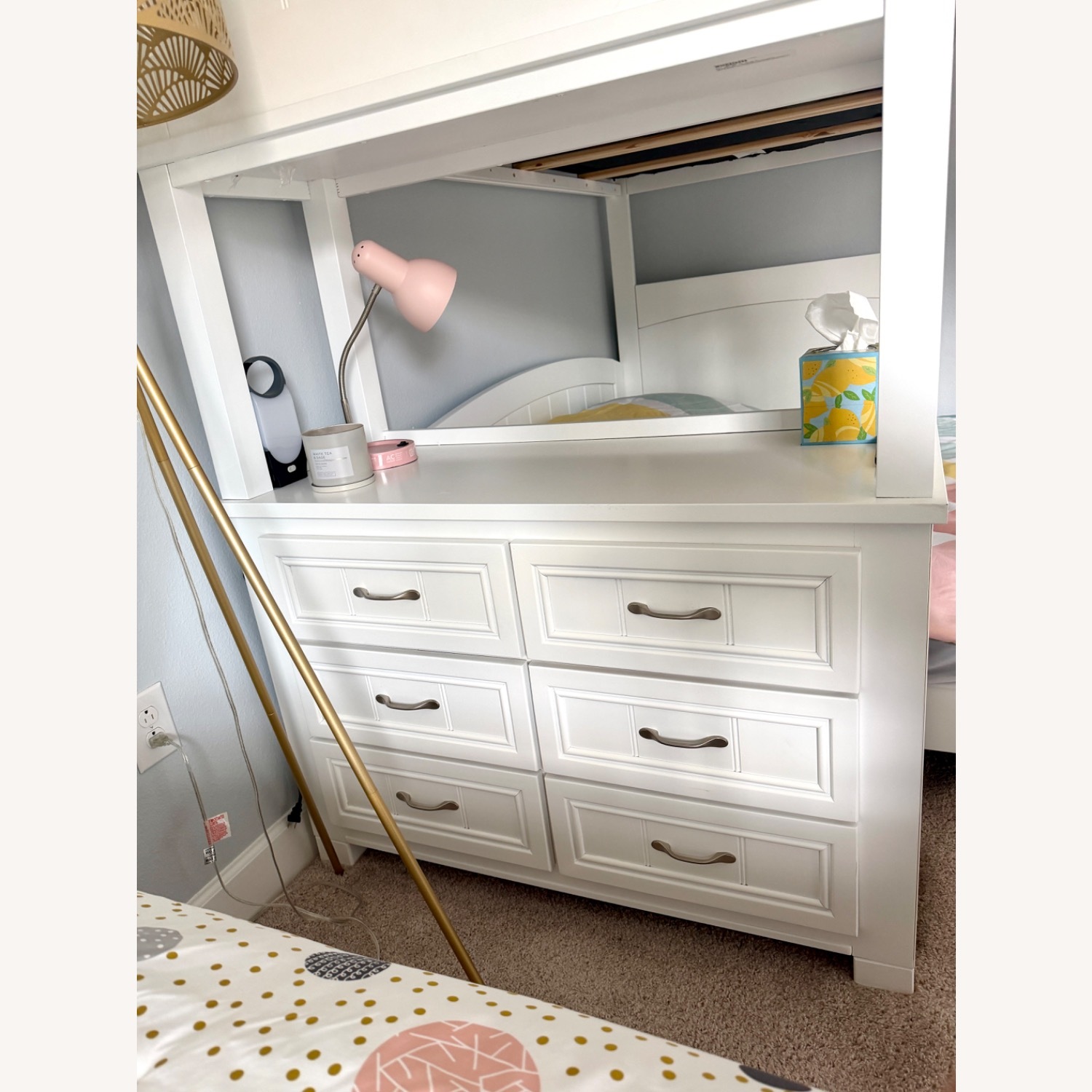 White Twin over Full Loft Bed with Dresser - image-6
