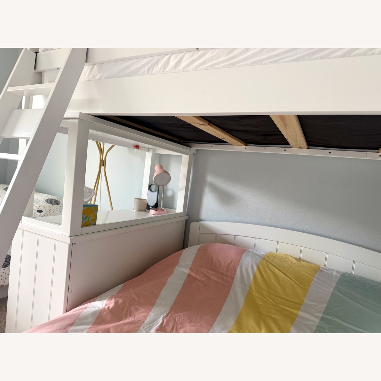 White Twin over Full Loft Bed with Dresser - image-7
