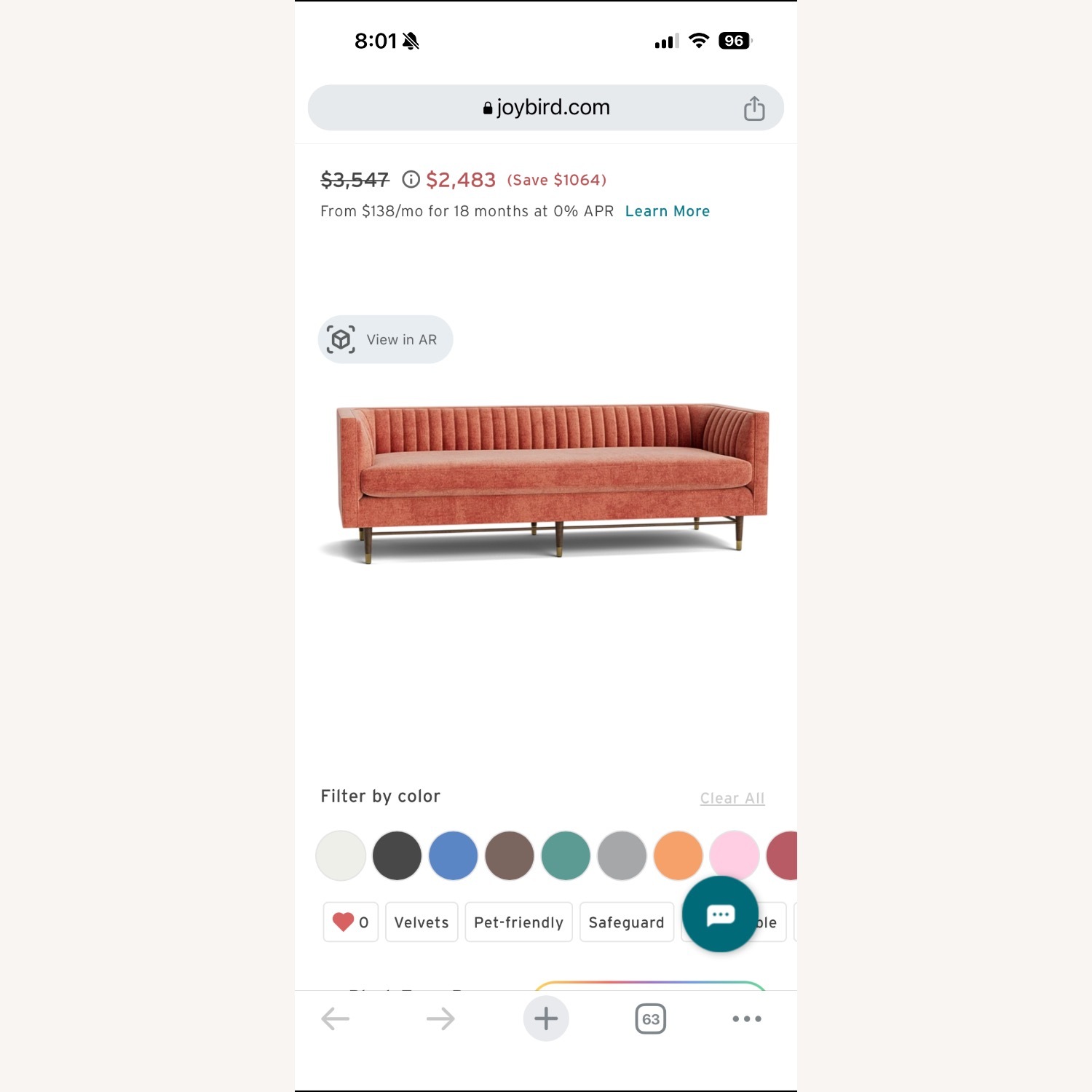 Joybird Chelsea Sofa in Plush Terra Rose - image-5