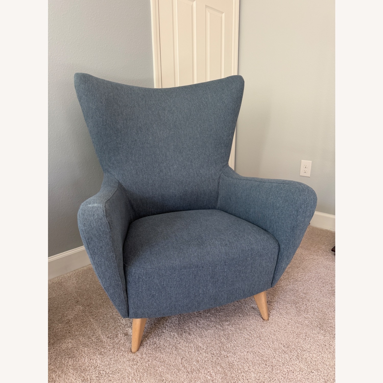 Mid-Century Modern Light Blue Armchair - image-2