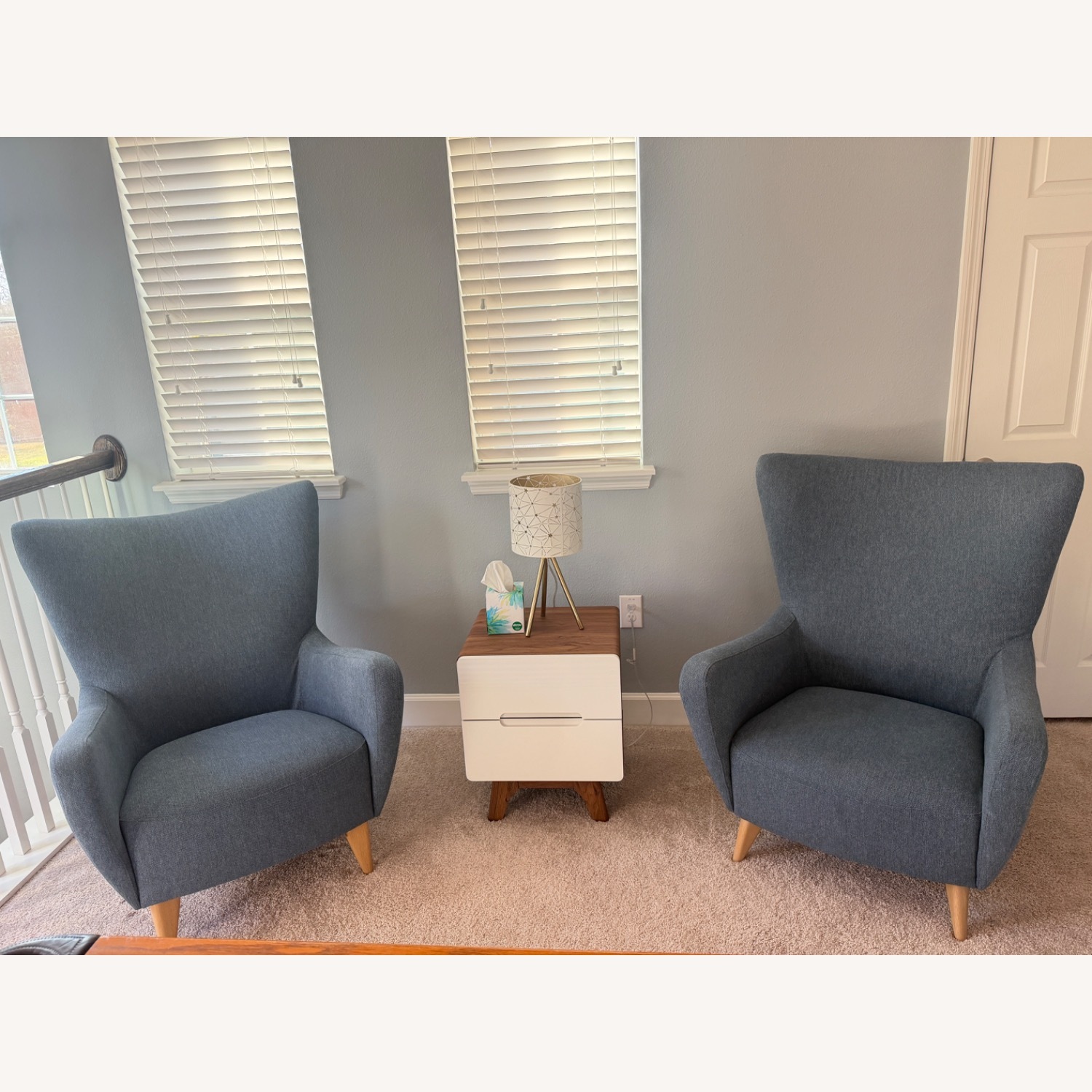 Mid-Century Modern Light Blue Armchair - image-1
