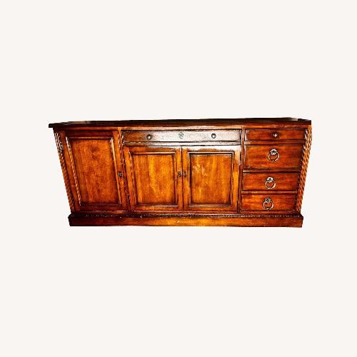 Used Solid Wood Desk / Media Console – 71″ Wide for sale on AptDeco