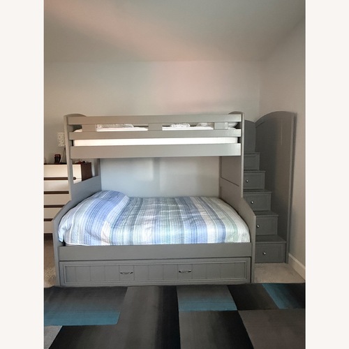 Used Rooms To Go Light Gray Wood Bunk Bed for sale on AptDeco