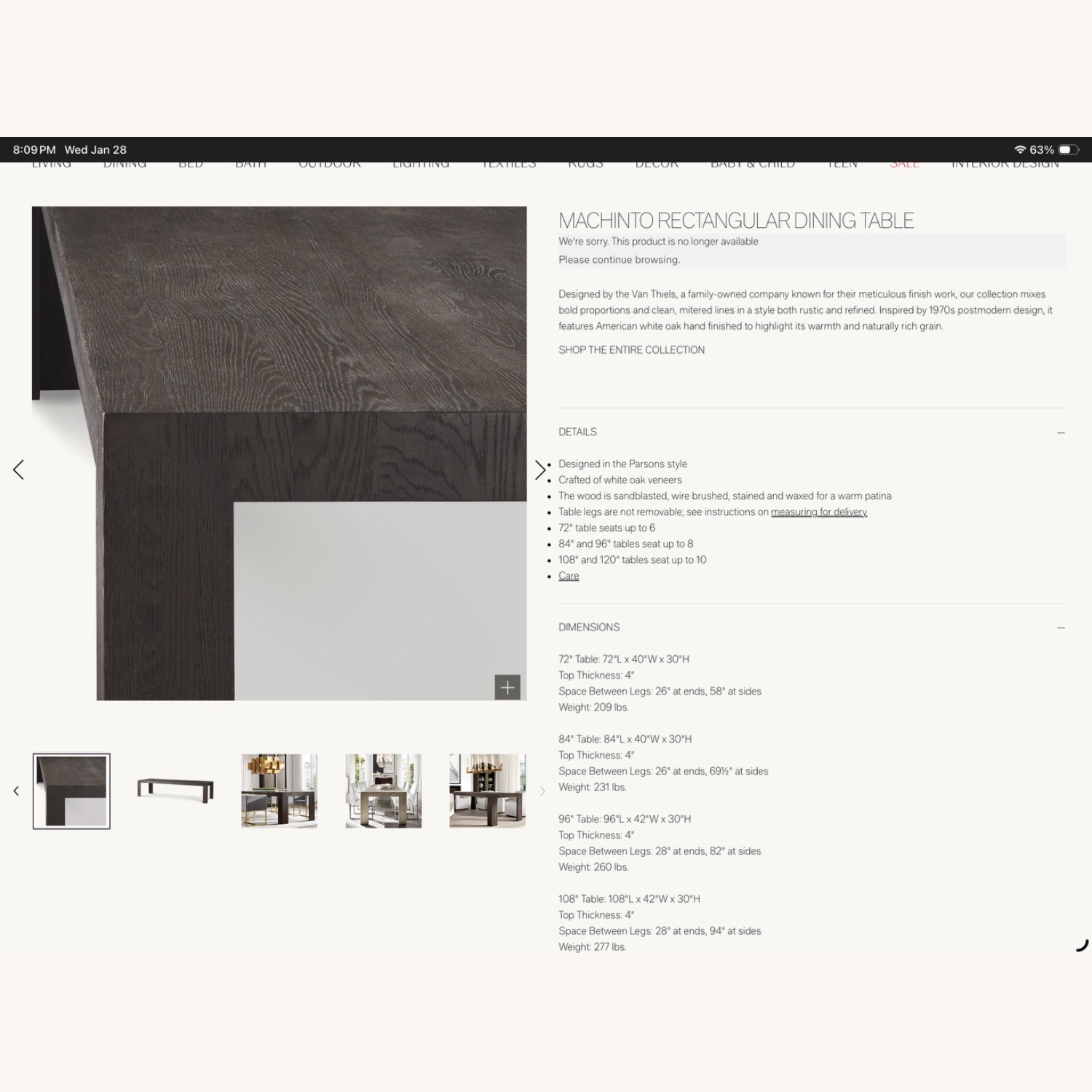 Restoration Hardware Machinto Dining Table 96” - image-3