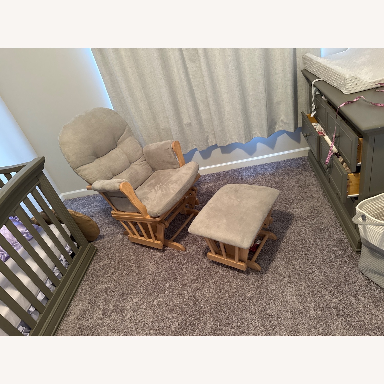 Light Gray Fabric Nursing Chair - image-2