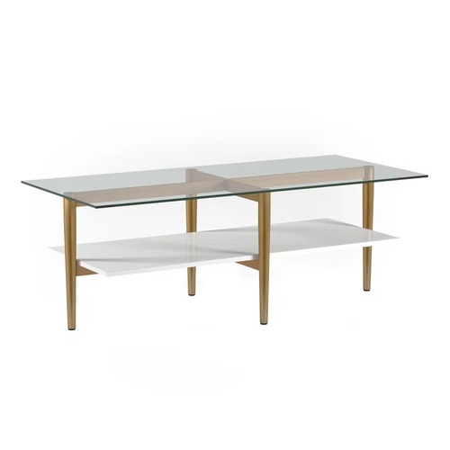 Used Wade Logan Otto Glass Top Coffee Table for sale on AptDeco