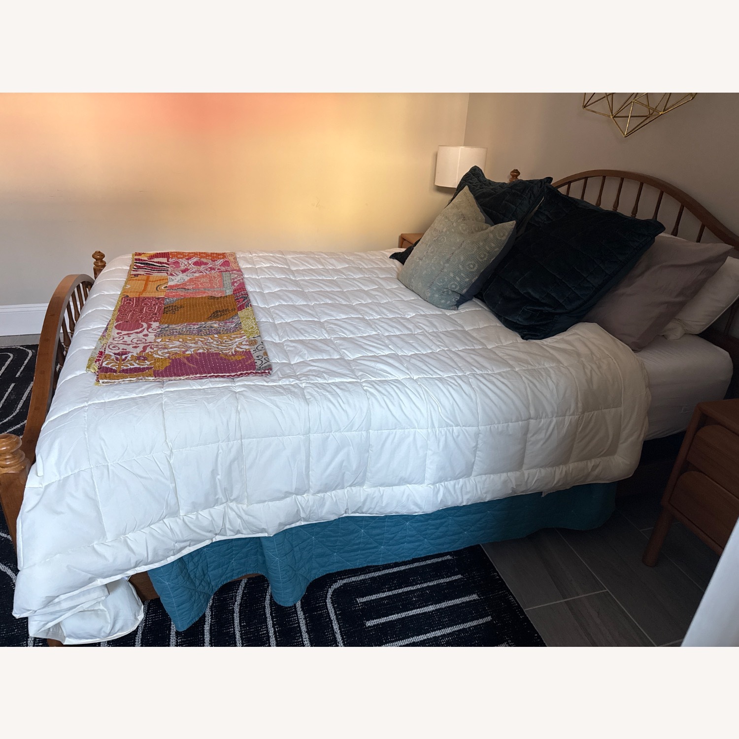 Vintage/Antique Walnut Wood Queen Bed - image-2