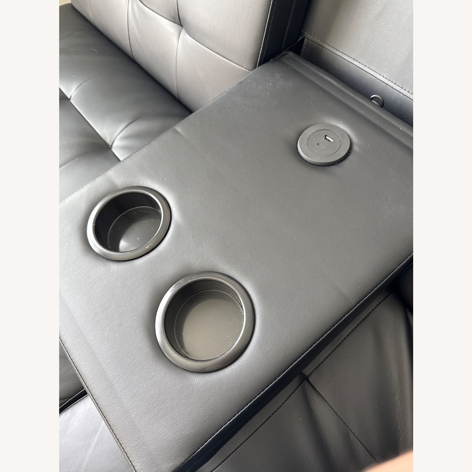 Black Faux Leather Futon - image-4