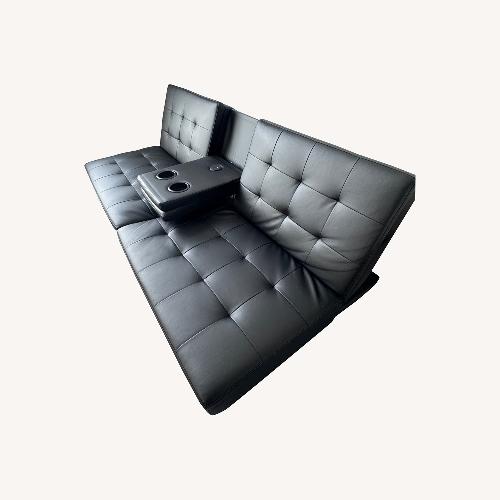 Used Black Faux Leather Futon for sale on AptDeco