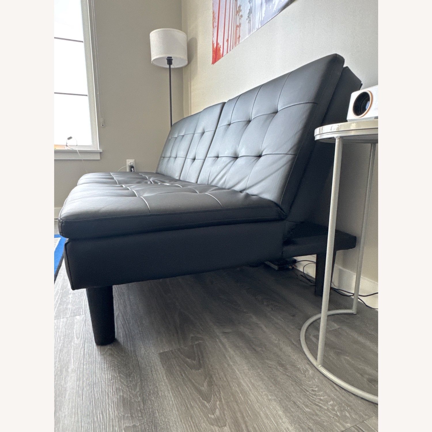 Black Faux Leather Futon - image-3
