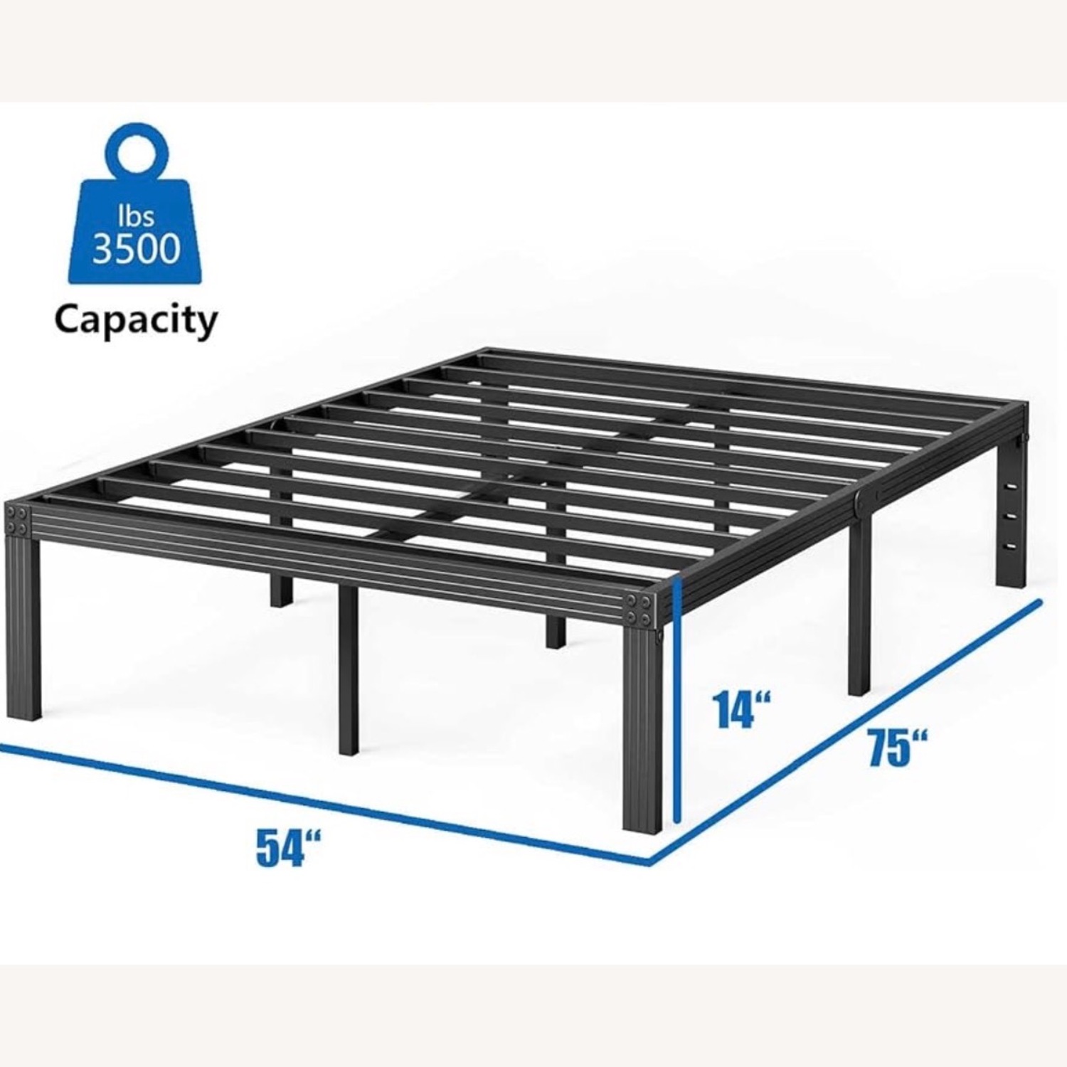 Black Metal Full Size Bed Frame - image-3