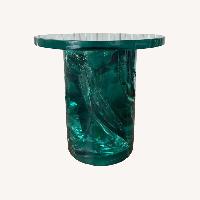 1980s Resin Accent Table With Glass Top