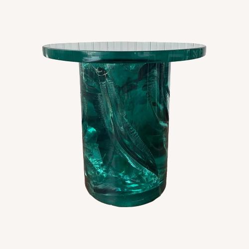 Used 1980s Resin Accent Table With Glass Top for sale on AptDeco