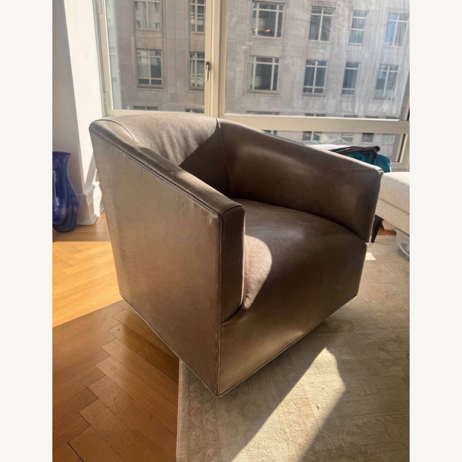 Restoration Hardware 1950s Italian Shelter Dark Gray Leather Armchair - image-6