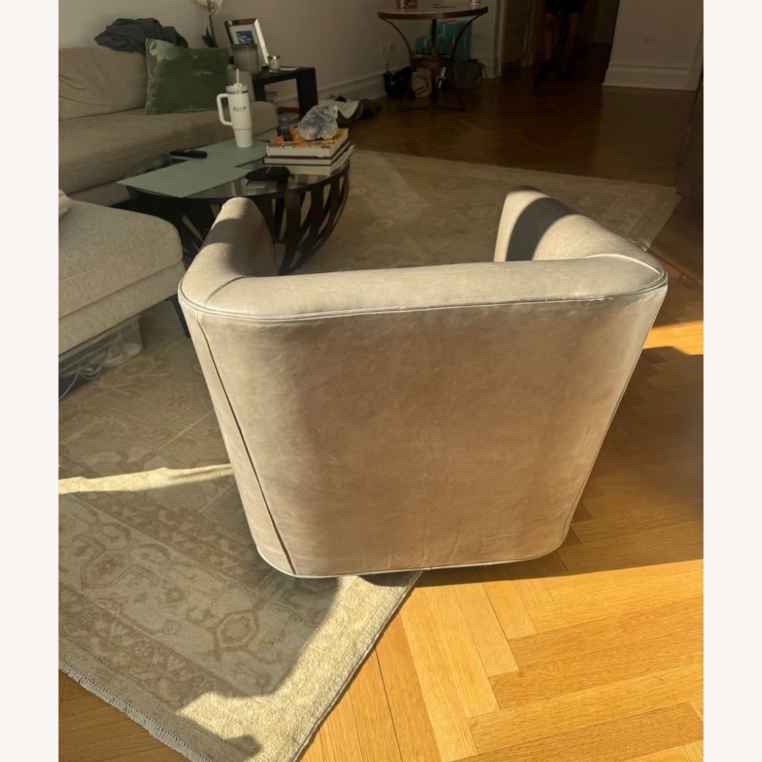 Restoration Hardware 1950s Italian Shelter Dark Gray Leather Armchair - image-3