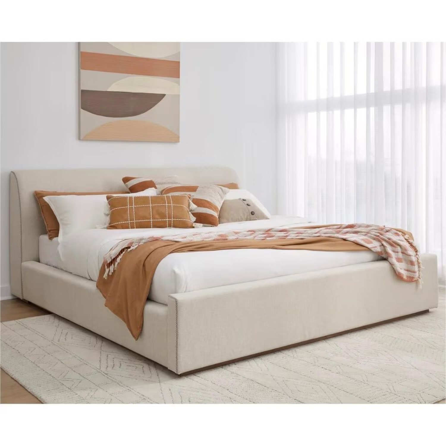 Urban Home Natural Fabric King Bed - image-4