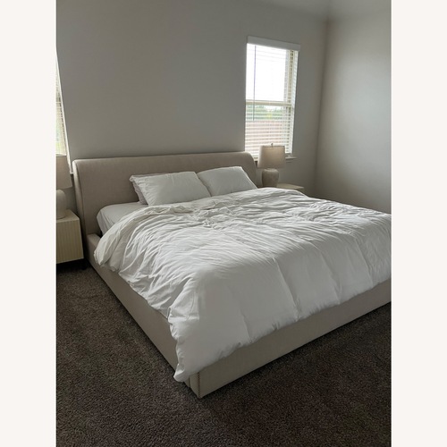 Used Urban Home Natural Fabric King Bed for sale on AptDeco