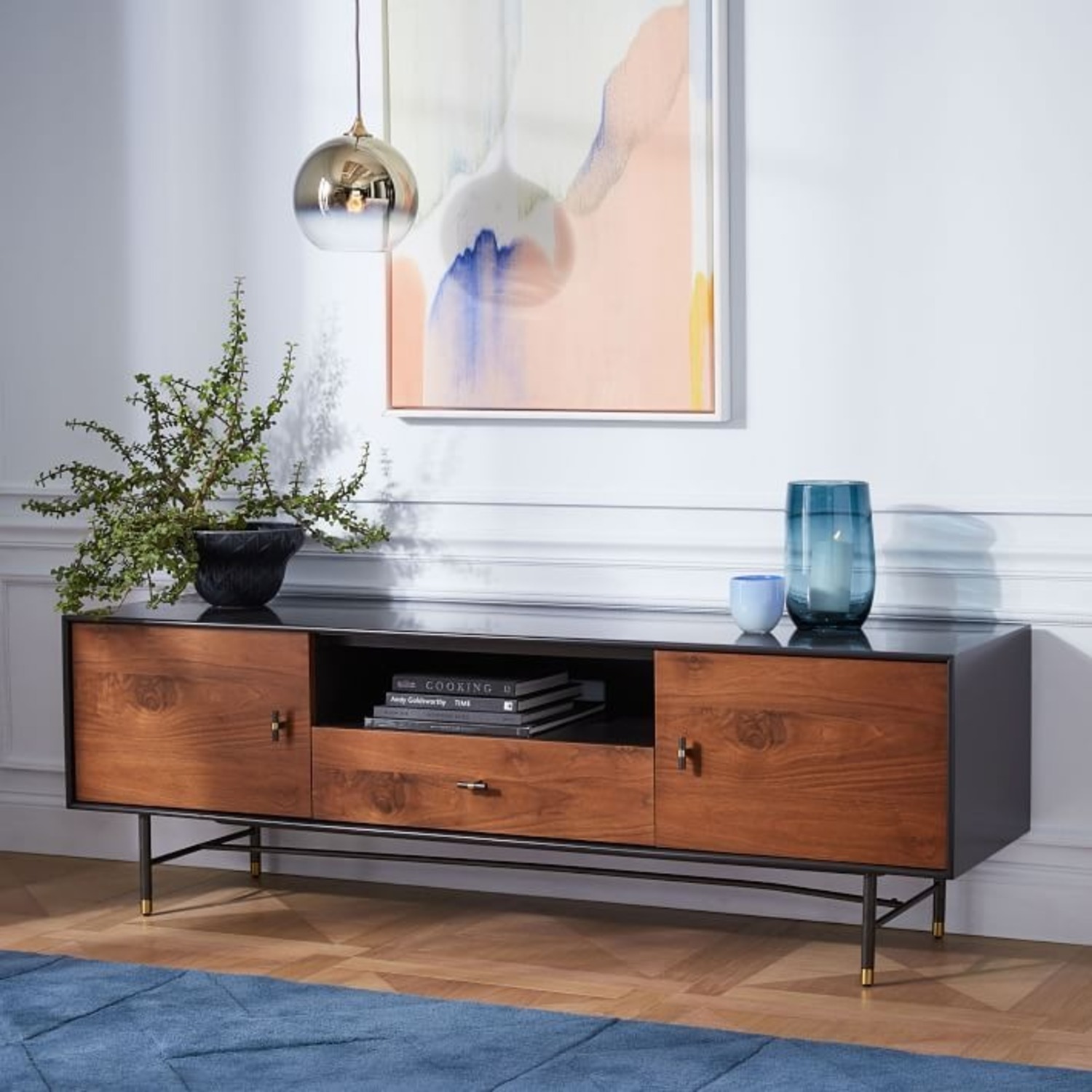 West Elm Modernist Wood + Lacquer Media Console 68" - image-3