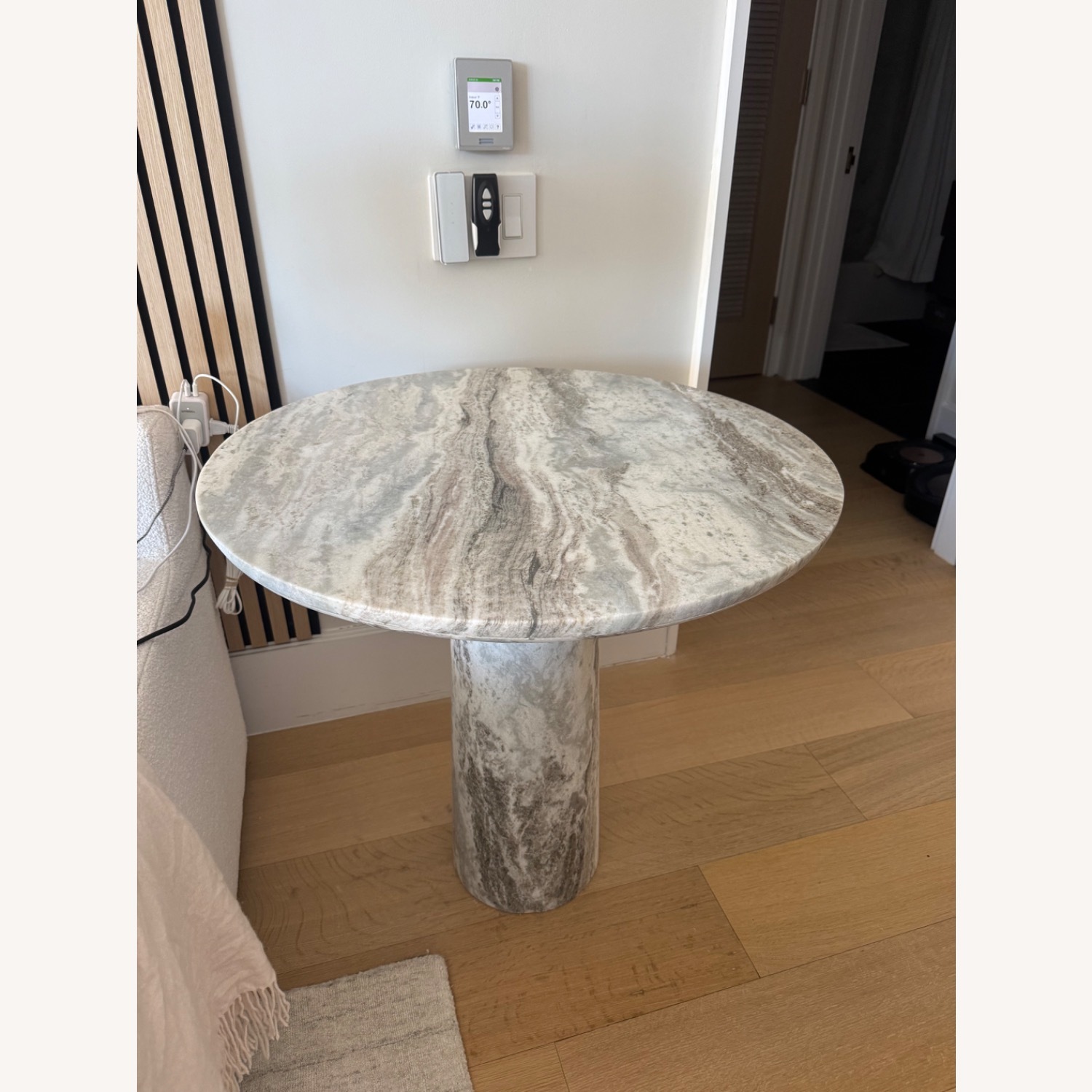 CB2 Babylon 30" Round Torrento Grey Marble Bistro Table - image-1