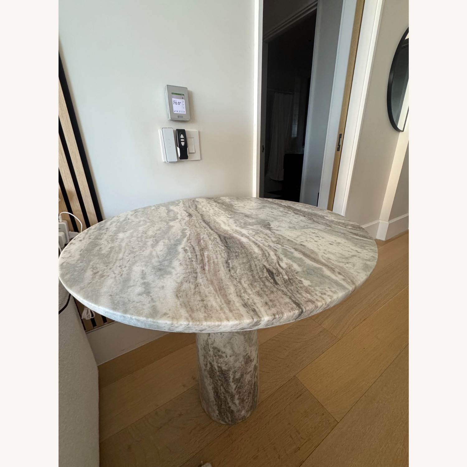 CB2 Babylon 30" Round Torrento Grey Marble Bistro Table - image-3
