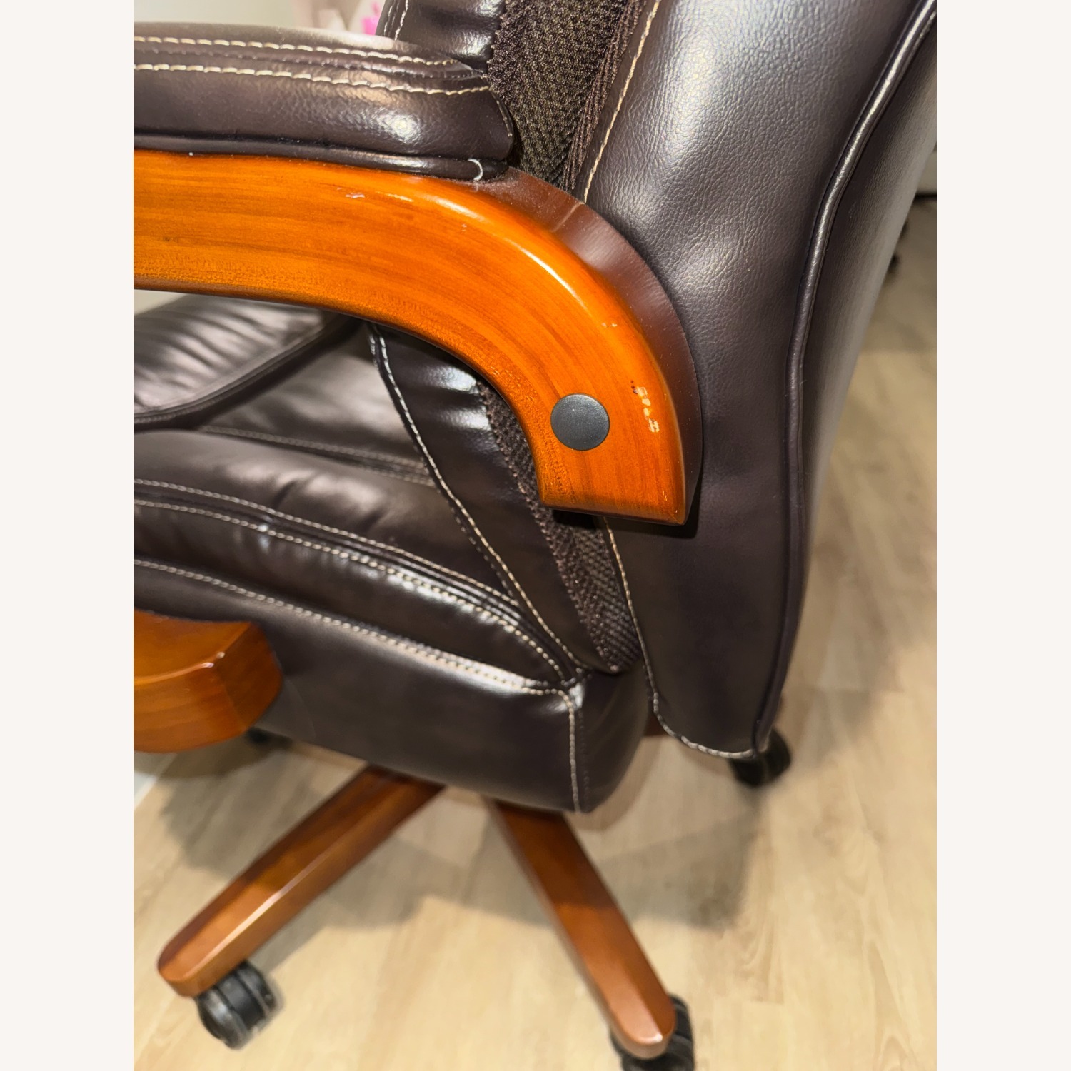 La-Z-Boy Dark Brown Leather Office Chair - image-8