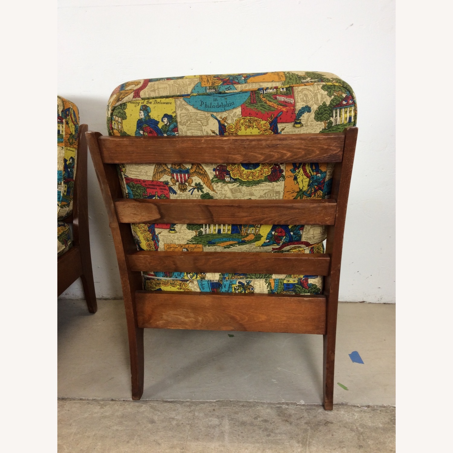 MCM Maple 3pc Sofa w Shelving & Vintage Upholstery - image-27