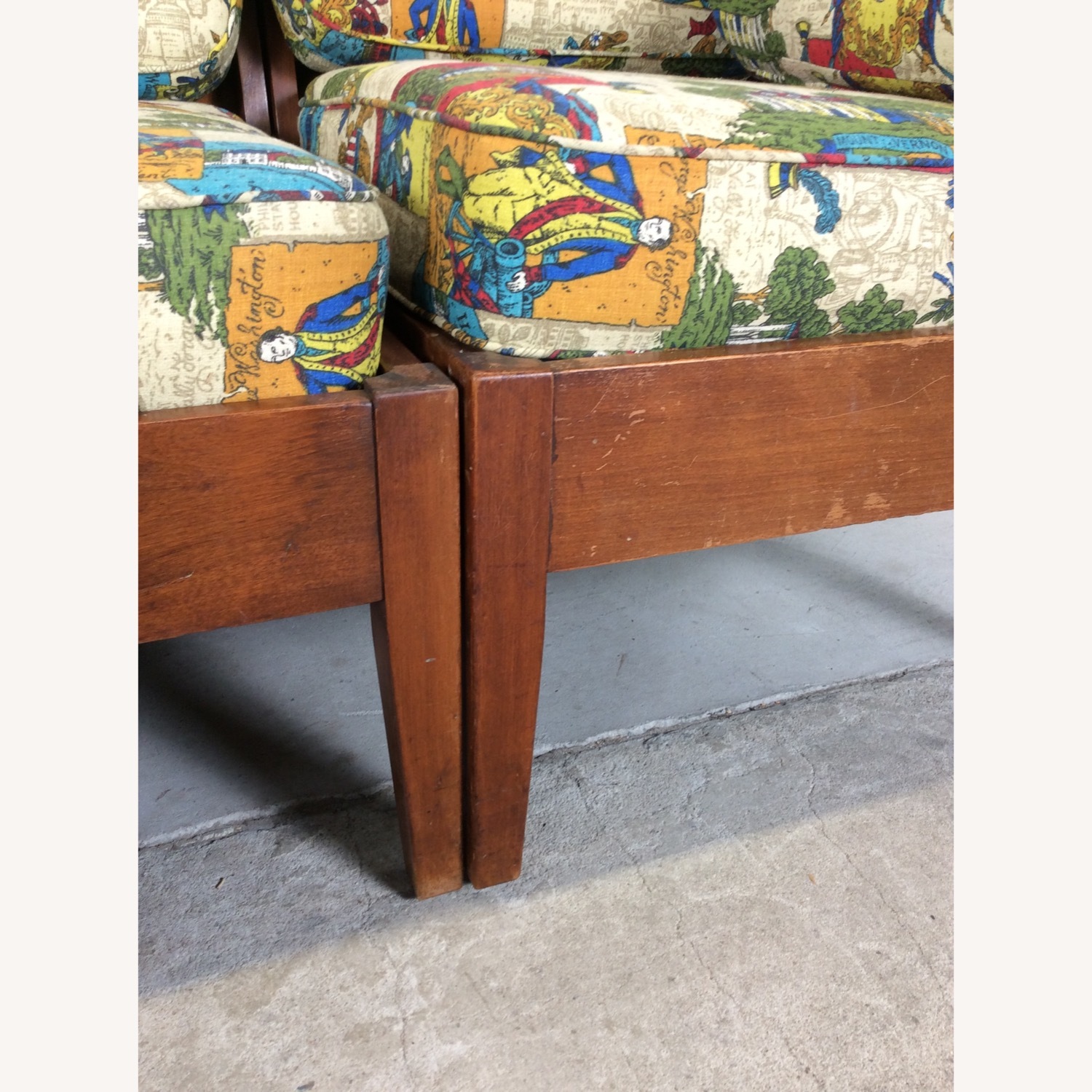 MCM Maple 3pc Sofa w Shelving & Vintage Upholstery - image-14