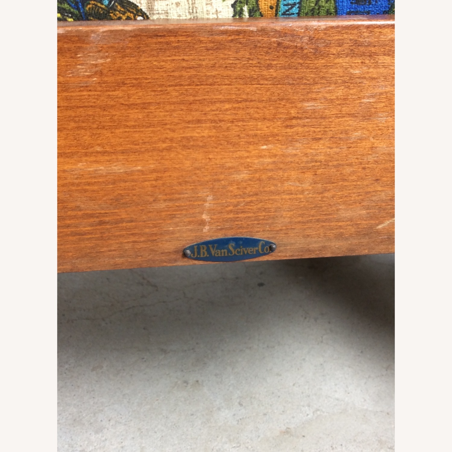 MCM Maple 3pc Sofa w Shelving & Vintage Upholstery - image-23