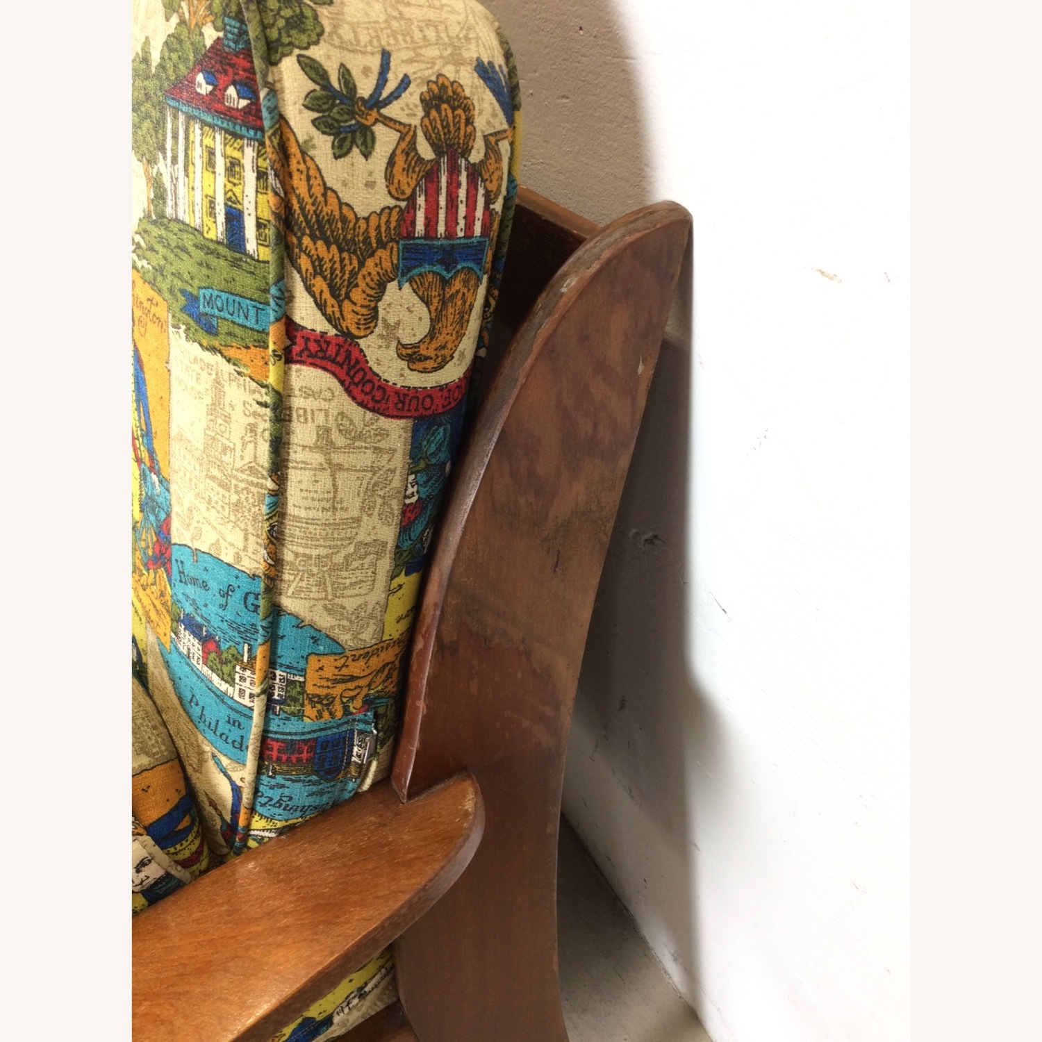 MCM Maple 3pc Sofa w Shelving & Vintage Upholstery - image-20