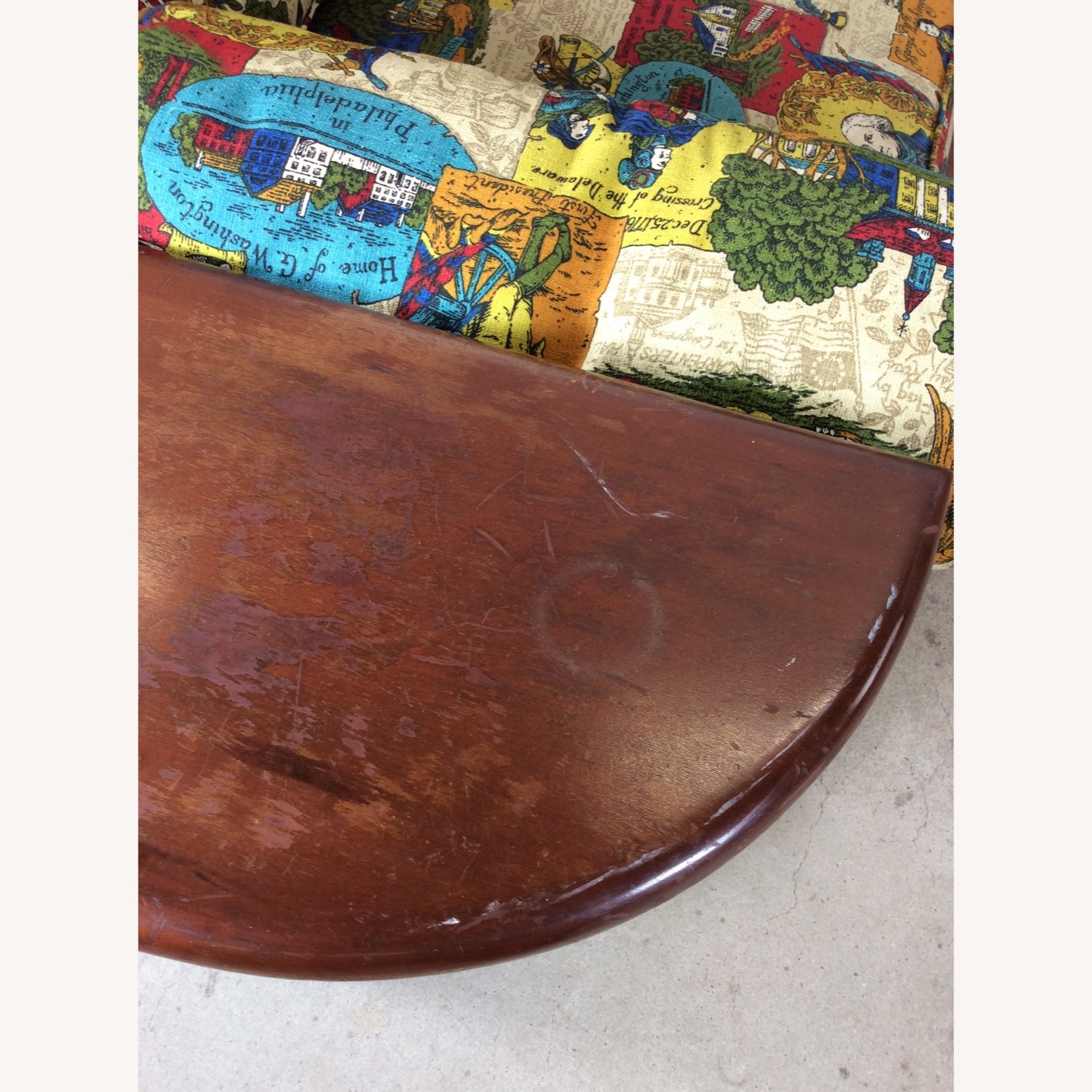 MCM Maple 3pc Sofa w Shelving & Vintage Upholstery - image-12