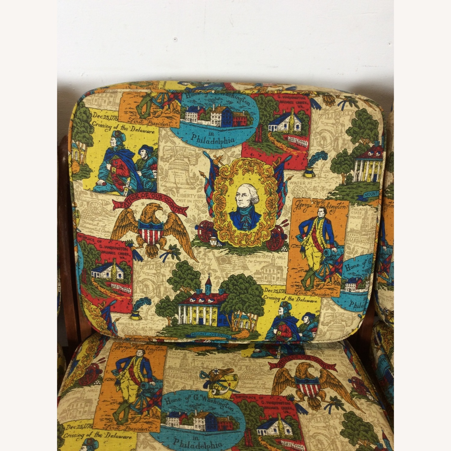 MCM Maple 3pc Sofa w Shelving & Vintage Upholstery - image-13