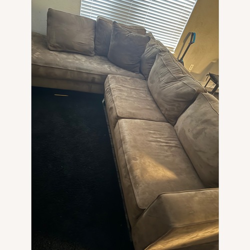 Used Rooms To Go Dark Brown Suede 3+ Piece Sectional for sale on AptDeco