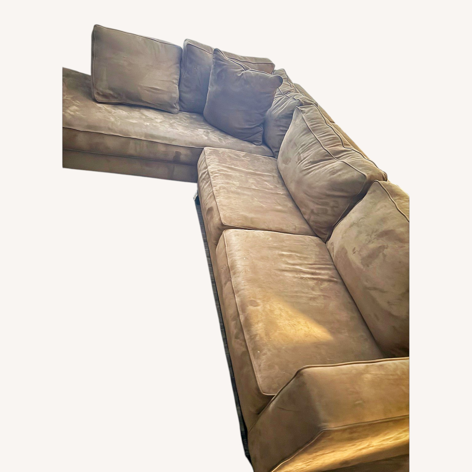 Rooms To Go Dark Brown Suede 3+ Piece Sectional - image-0